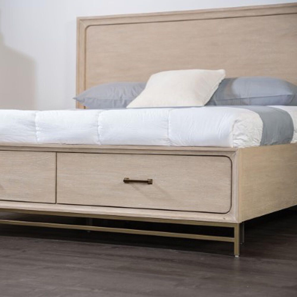 Furniture of America Sandnes King Platform Bed in Light Oak and Bronze, , large