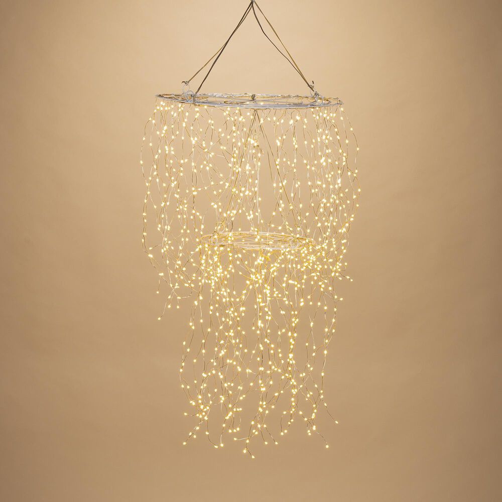 The Gerson Company Electric 2-Tier Chandelier with LED Lights in White, , large