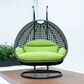 Leisuremod Patio 2-Seat Hanging Egg Swing Chair with Light Green Cushion in Charcoal, , large