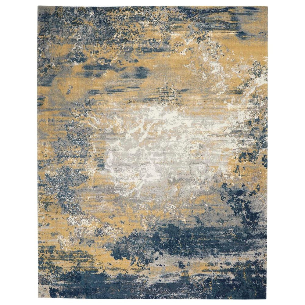 Nourison Twilight 9"9" x 13"9" Navy and Gold Area Rug, , large