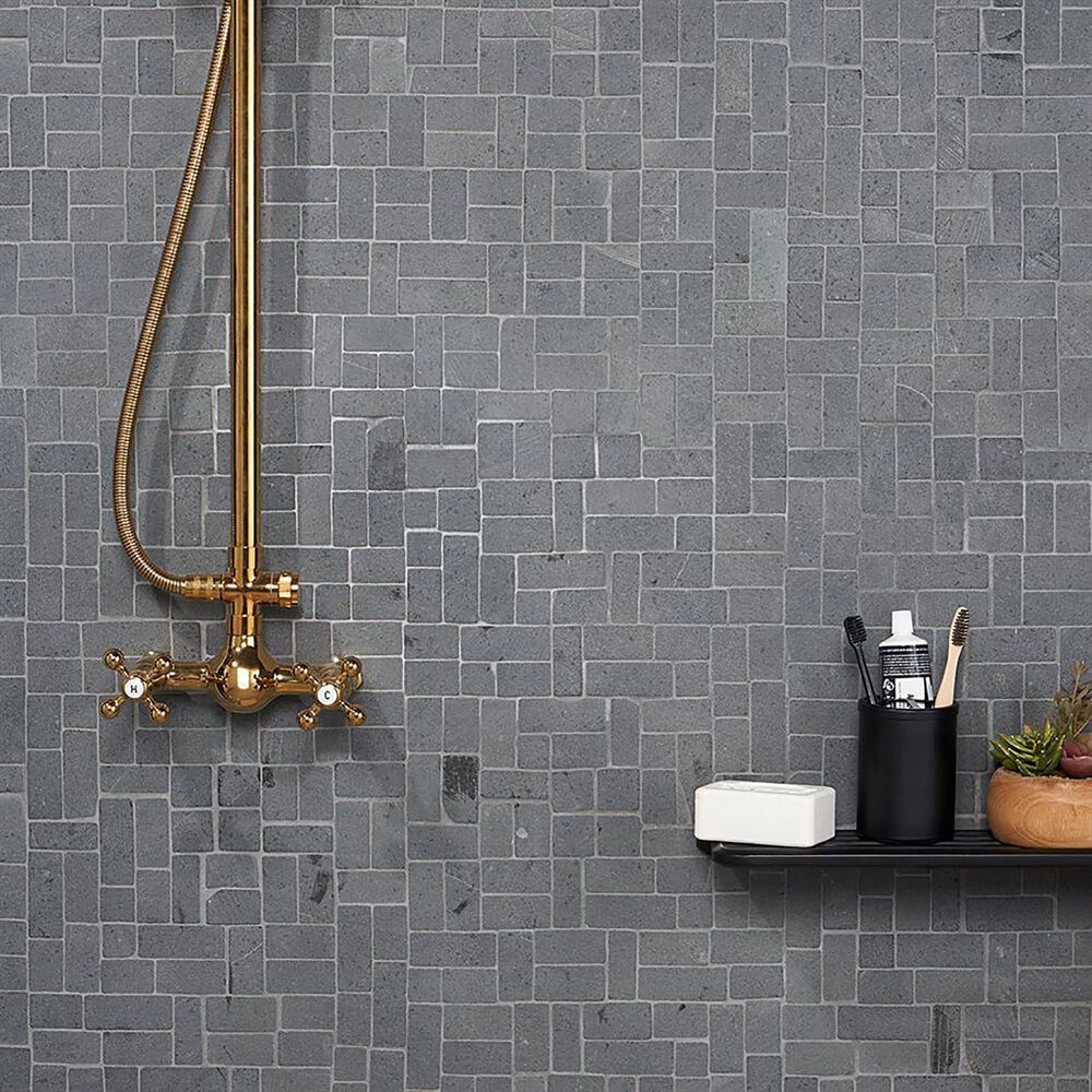 Soho Studio Pebblestone Black Lava 12&quot; x 12&quot; Natural Stone Mosaic Sheet, , large