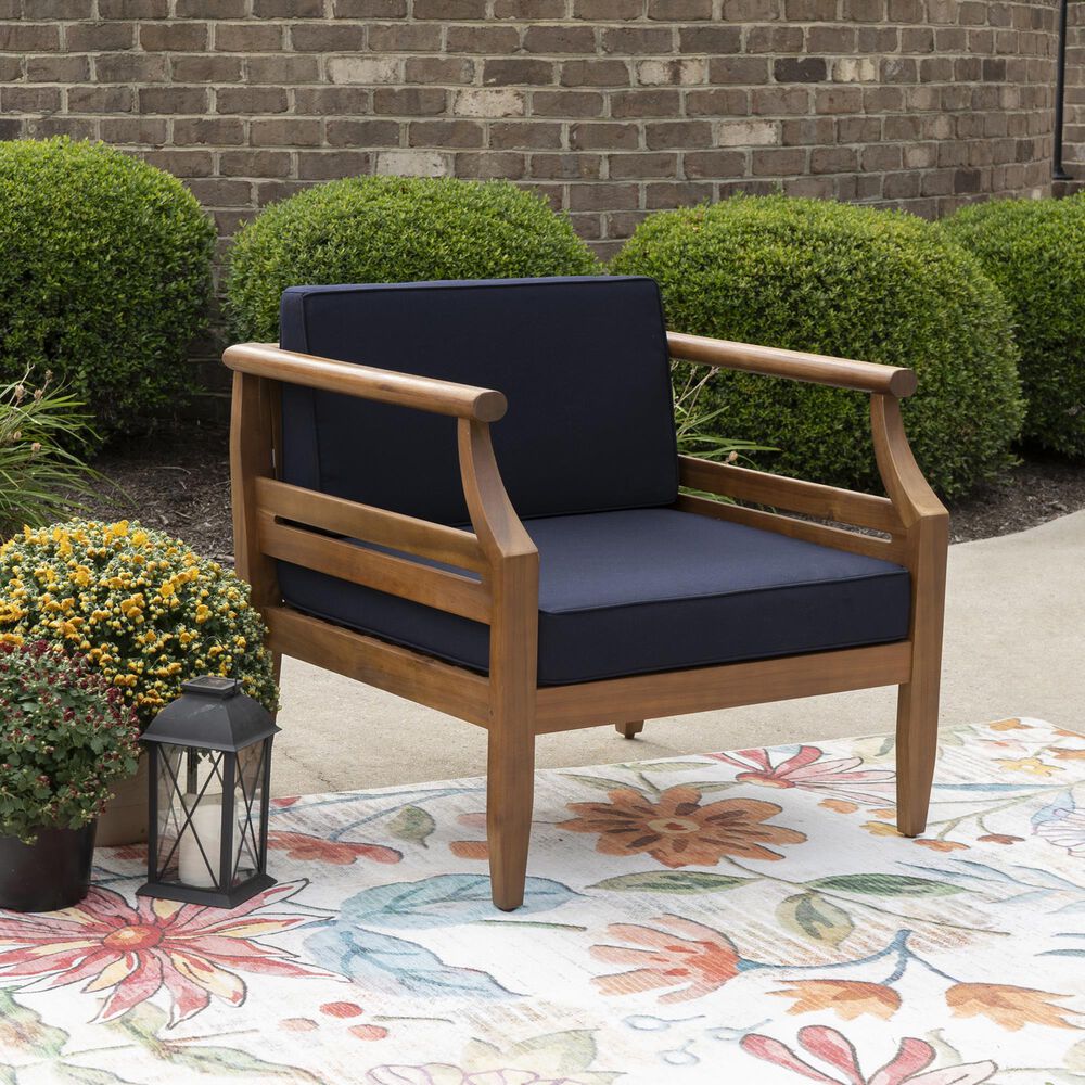 Linon Home Decor Arlen Patio Arm Chair in Navy, , large
