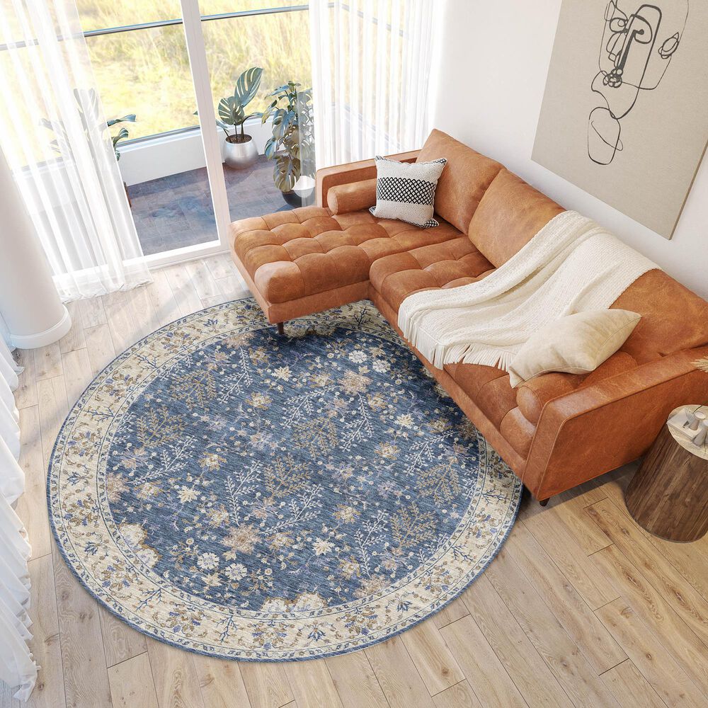 Dalyn Rug Company Hatay 8&#39; Round Blue Area Rug, , large