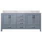 Lexora Home Jacques 60" Double Bathroom Vanity in Dark Grey with 2 cm White Carrara Marble Top and Rectangular Sinks, , large