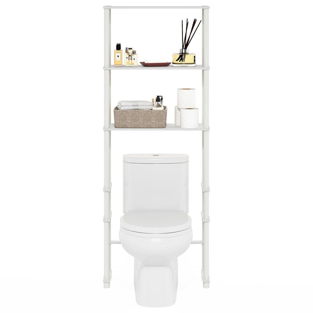 HOMLUX Turn-N-Tube 3-Shelf Over The Toilet Storage Space Saver in White, , large