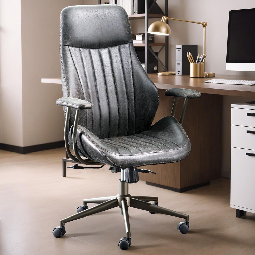 HOMLUX High Back Ergonomic Office Chair with Suede Leather in Gray, , large