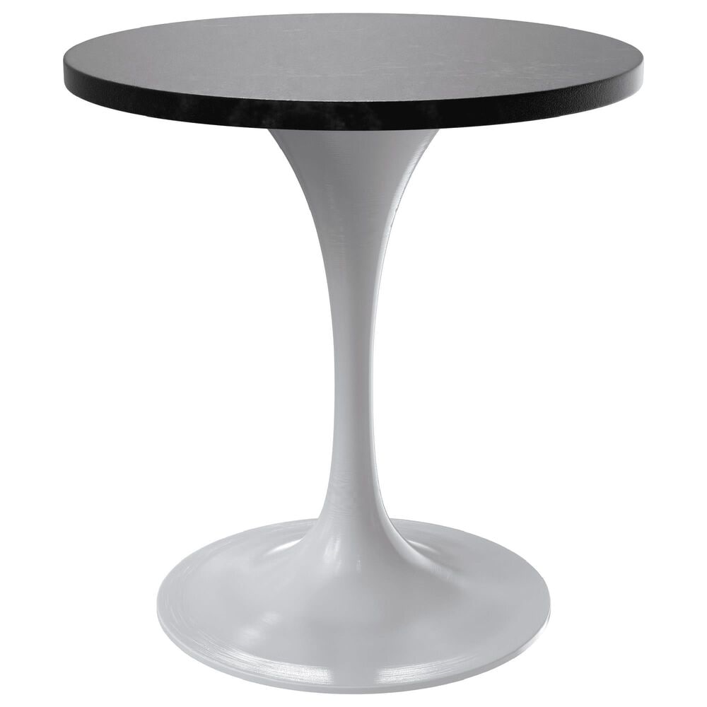 Leisuremod LeisureMod Verve Collection 27 Round Dining Table, White Base with Black MDF Top, , large