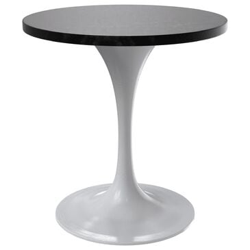 Leisuremod Verve 27" Round Dining Table with Sintered Stone Top in White and Black - Table Only, , large