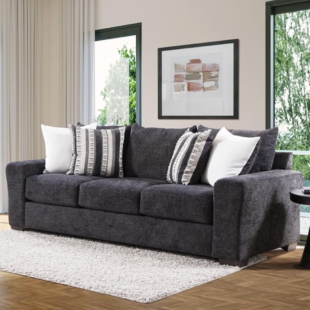 Northwestern Zazie Queen Stationary Sleeper Sofa in Onyx, , large