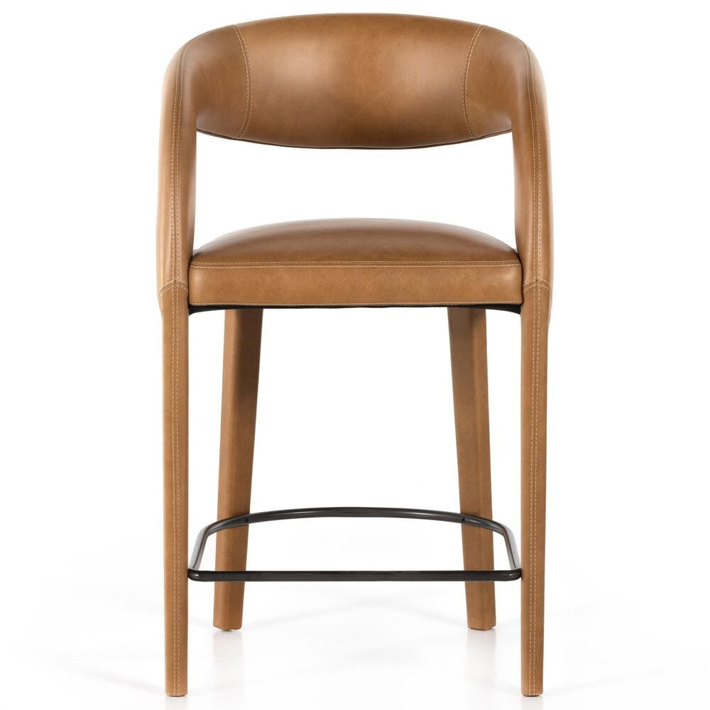 Four Hands Hawkins Top Grain Leather Counter Stool in Sonoma Butterscotch, , large
