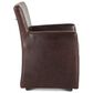 Home Trends & Design Peabody Dining Arm Chair in Brown Leather with Caster Feet, , large