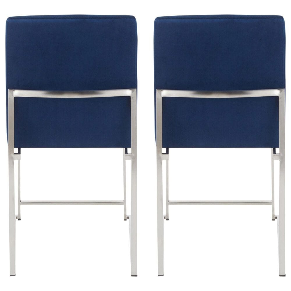 Lumisource Fuji Side Chair with Blue Cushion in Brushed Stainless Steel &#40;Set of 2&#41;, , large