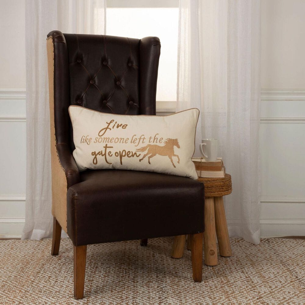 Rizzy Home 14&quot; x 26&quot; Down Filled Lumbar Pillow in Ivory, , large