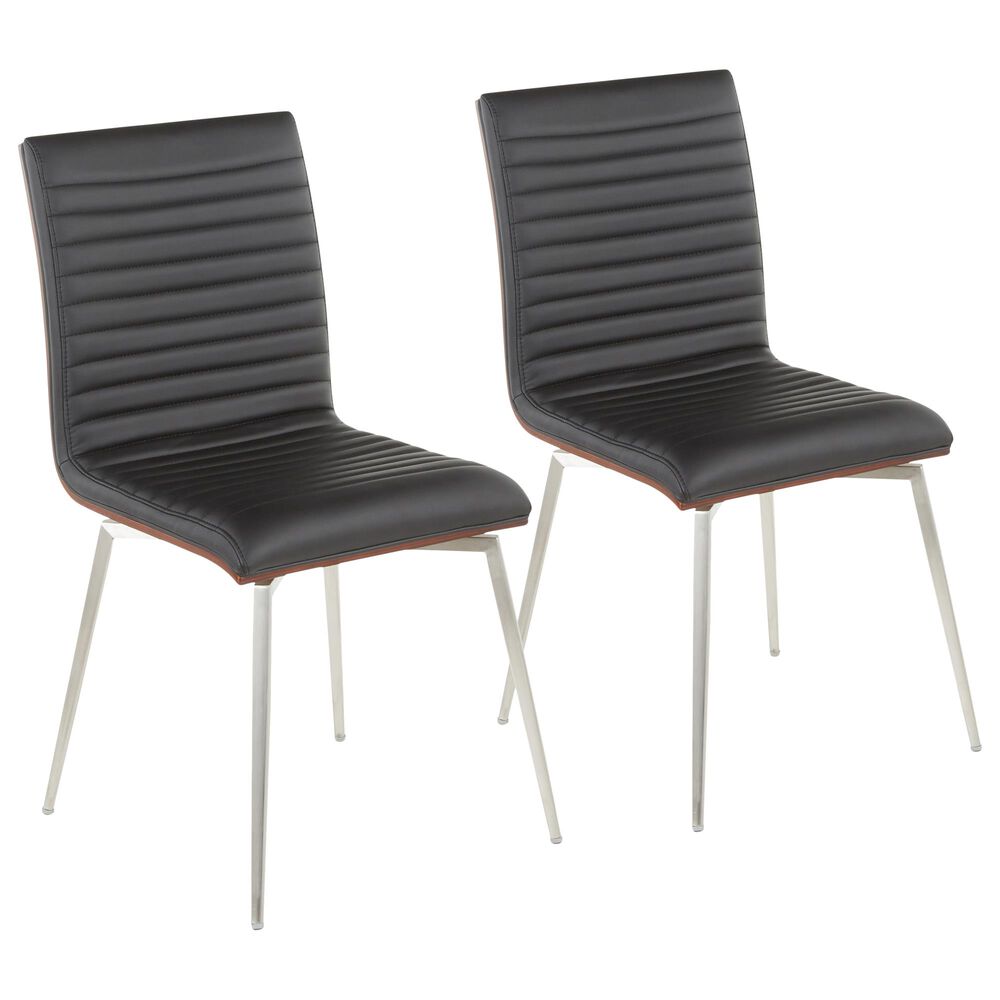 Lumisource Mason Dining Chair in Black/Walnut/Stainless Steel (Set of 2), , large