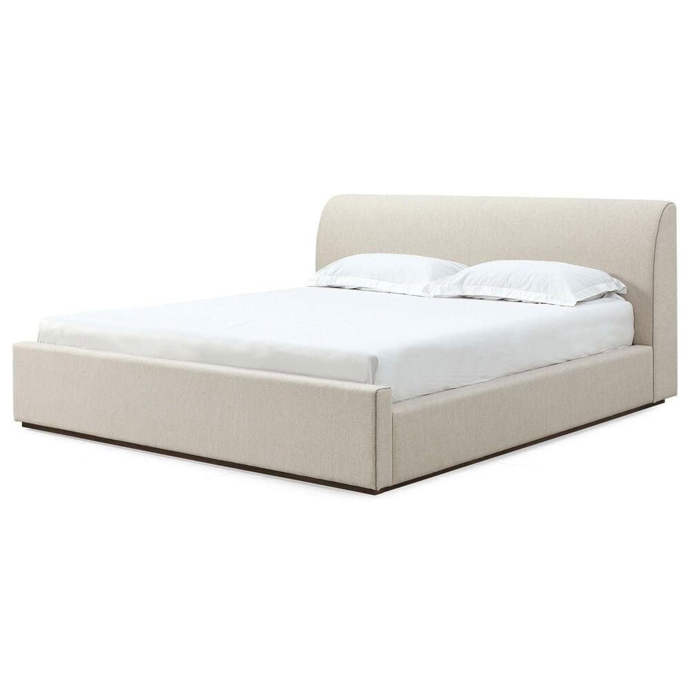 Urban Home Louis Queen Upholstered Platform Sleigh Bed in Natural Linen, , large