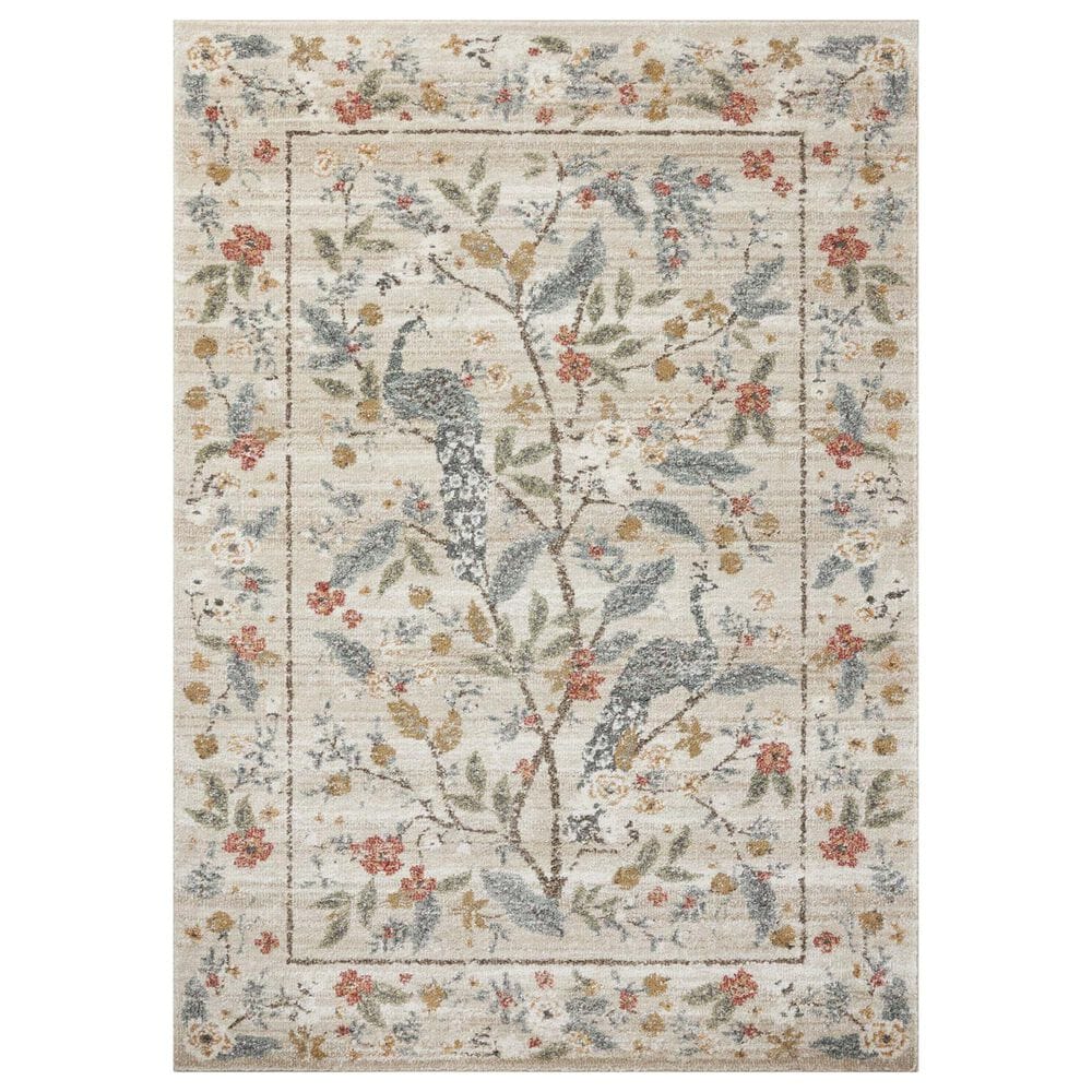 Rifle Paper Co Laurel Peacock Garden 7"10" x 10" Cream Area Rug, , large