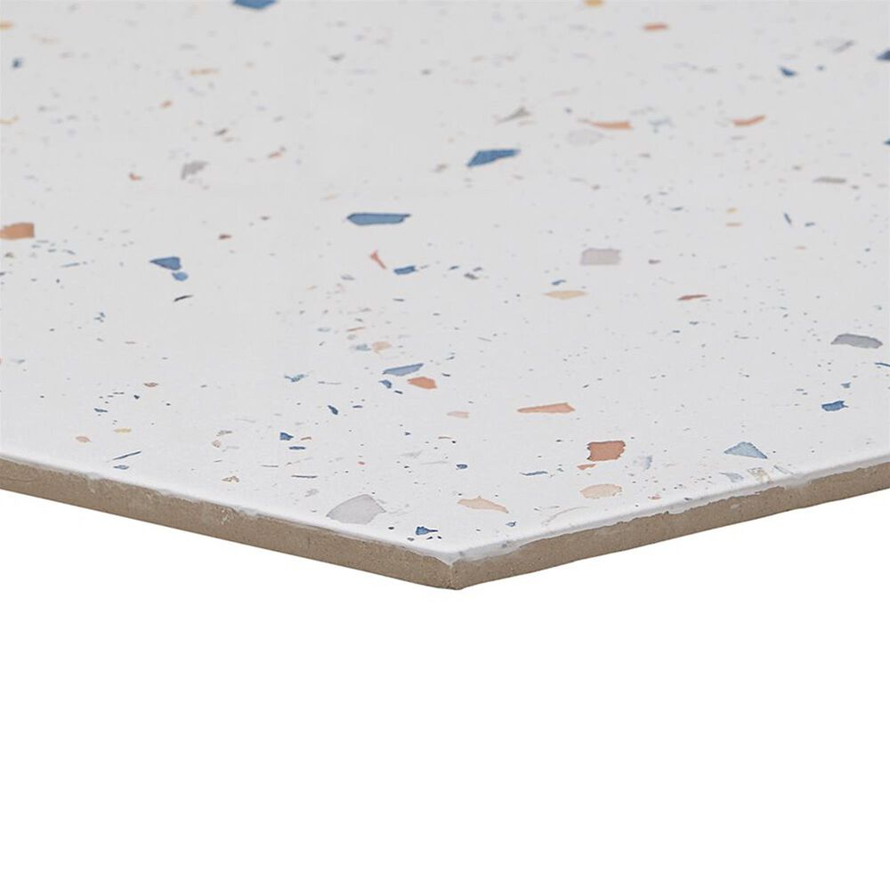 Soho Studio Wild Terrazzo Multi White 13&quot; x 14&quot; Hexagon Porcelain Tile, , large