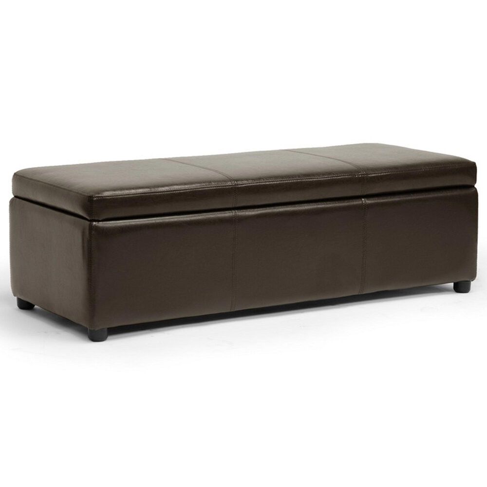 Baxton Studio Dennehy Storage Ottoman in Dark Brown, , large