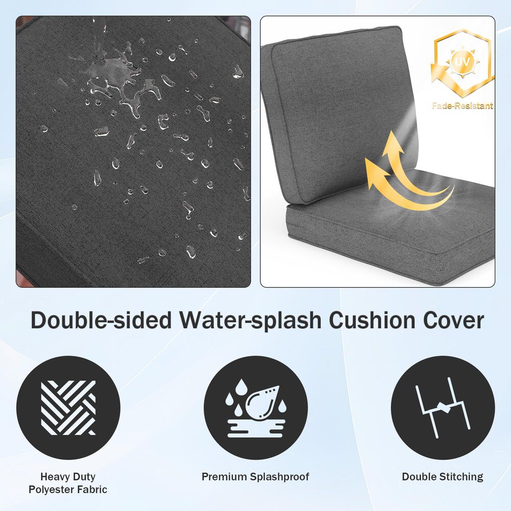 Sunwell Garden 4" Thick Outdoor Seat and Back Cushion Set in Dark Gray, , large