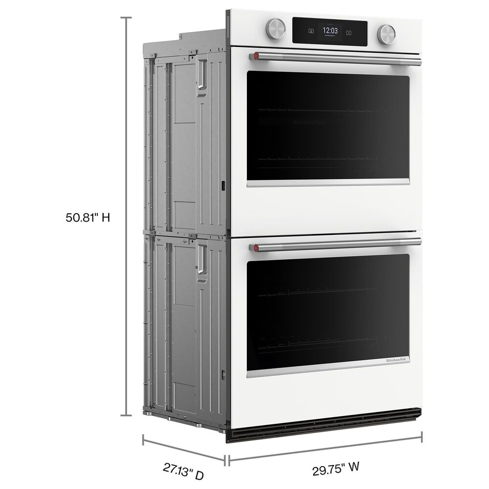 KitchenAid 30&quot; Smart Double Wall Oven with Assisted Cook Cycles in White, , large