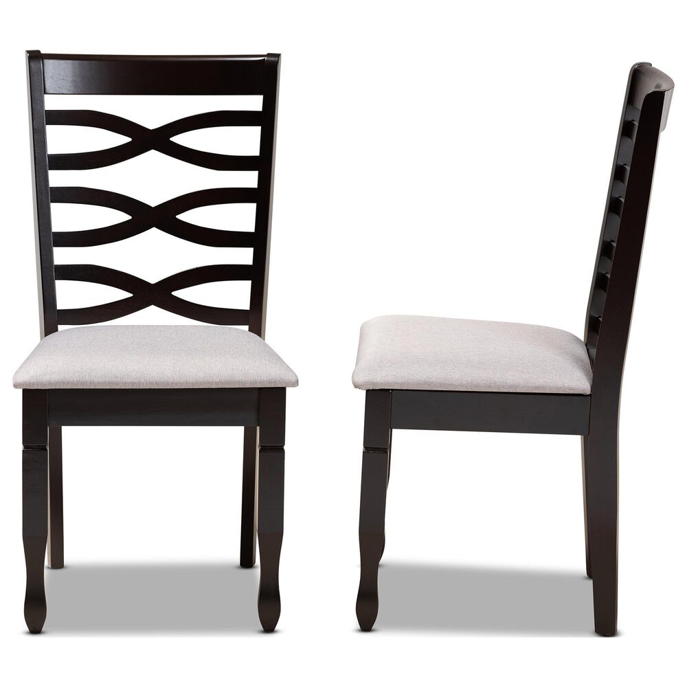Baxton Studio Lanier Side Chair with Grey Cushion in Espresso Brown (Set of 2), , large