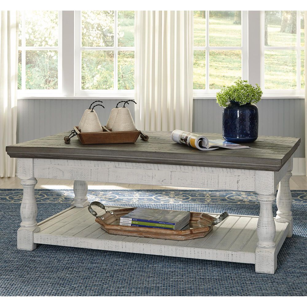 Ashley Havalance Lift Top Coffee Table in Weathered Gray and Vintage White, , large