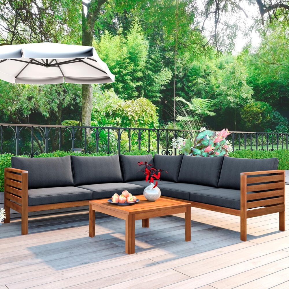 Hearth and Haven 4-Piece Outdoor Sectional Set in Gray, , large