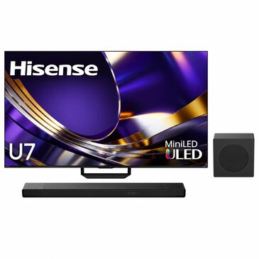 Hisense 65" Class U7 Series ULED Mini-LED 4K - Smart Google TV with 3.1.2 Channel Soundbar System in Black, , large