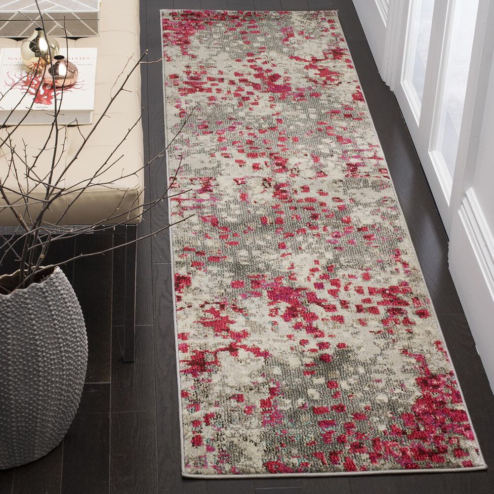 Safavieh Monaco MNC225R-212 2"2" x 12" Grey/Fuchsia Runner, , large