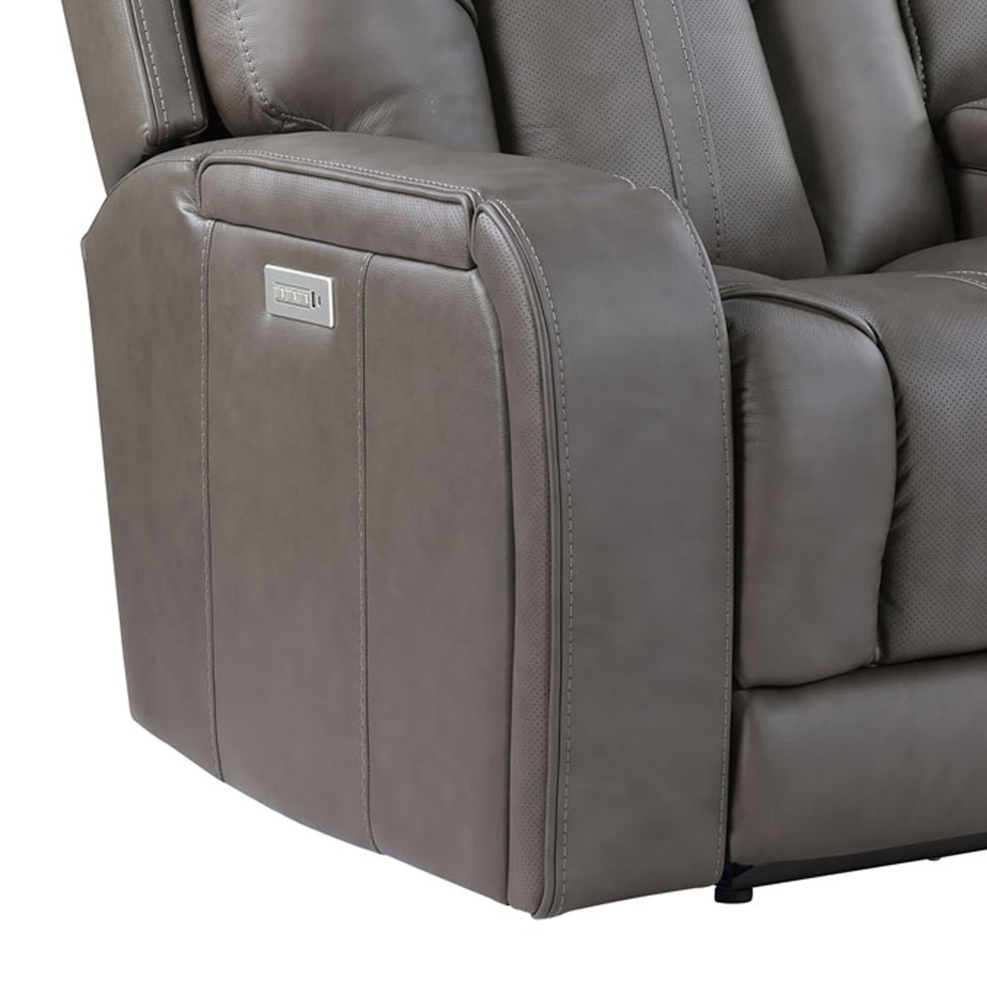 Crystal City Daniel Triple Power Reclining Sofa in Mossy Gray