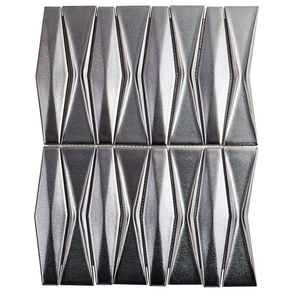 Soho Studio Baroque Adwick Gun Metal 13" x 16" Ceramic Mosaic Sheet, , large