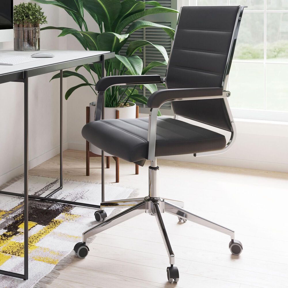 Zuo Modern Liderato Office Chair in Black and Silver, , large