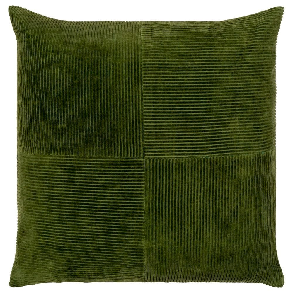 Surya Corduroy Quarters 18" Square Throw Pillow in Olive, , large