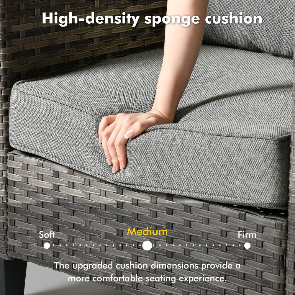 HOMLUX 7-Piece Patio Conversation Set with Rocking Chairs and Fire Pit Table in Dark Grey, , large