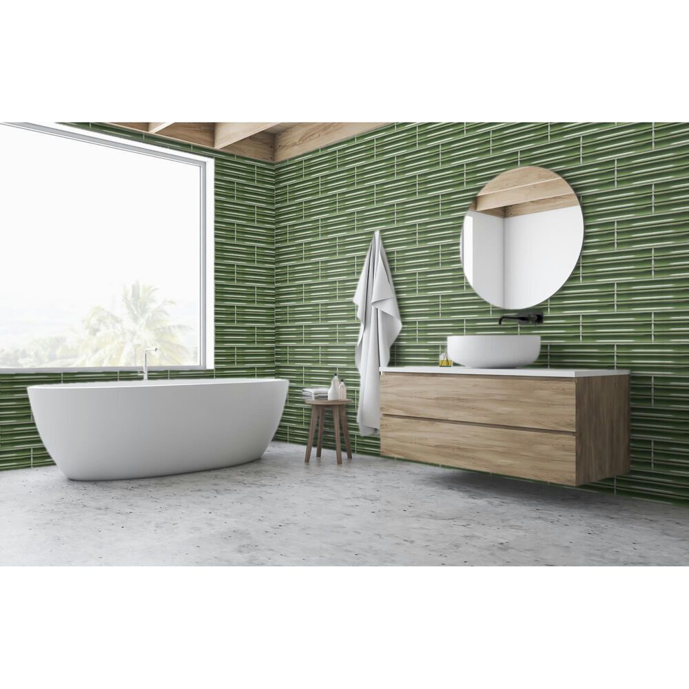 Emser Tubage Green 7&quot; x 16&quot; Porcelain Tile, , large