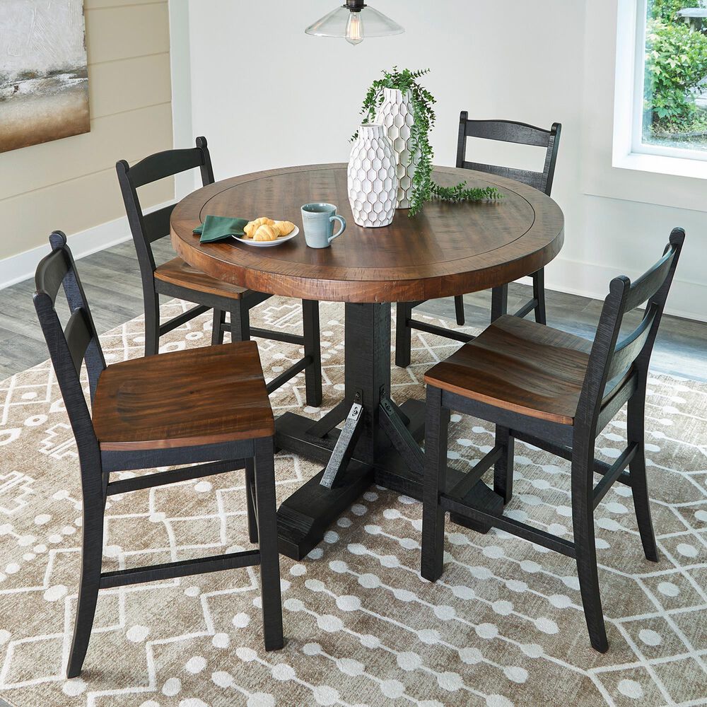 Ashley Valebeck Counter Height Dining Table in Rustic Black and Brown - Table Only, , large