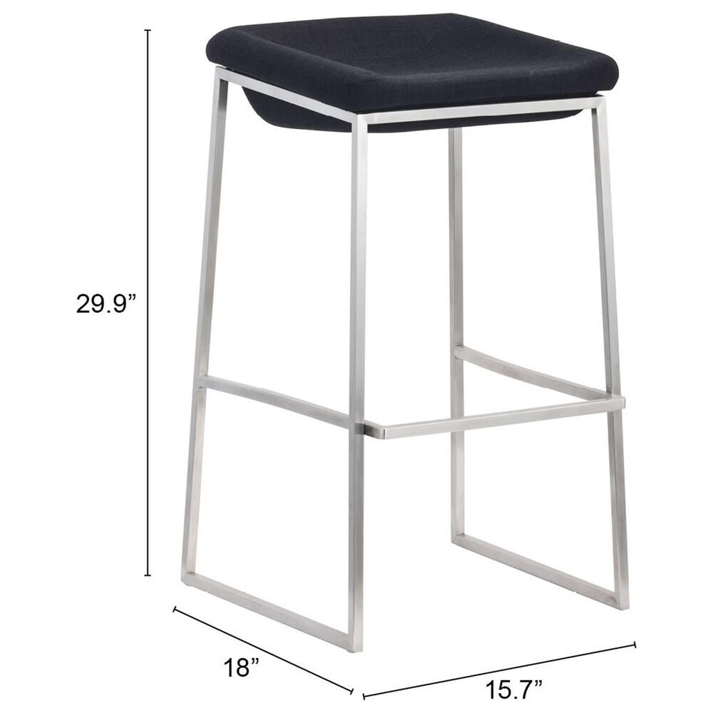 Zuo Modern Lids Barstool in Dark Gray and Silver &#40;Set of 2&#41;, , large