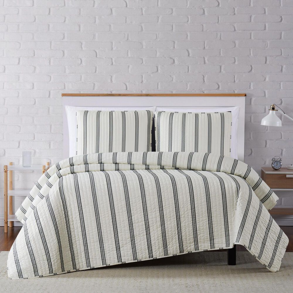 Pem America Truly Soft Millennial 2-Piece Twin XL Quilt Set in Ivory and Black, , large