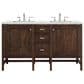 James Martin Vanities Addison 60" Double Bathroom Vanity in Mid Century Acacia with 3 cm Ethereal Noctis Quartz Top and Rectangular Sinks, , large