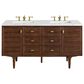 James Martin Vanities Amberly 60" Double Bathroom Vanity in Walnut with 3 cm Arctic Fall Solid Surface Top and Rectangular Sinks, , large