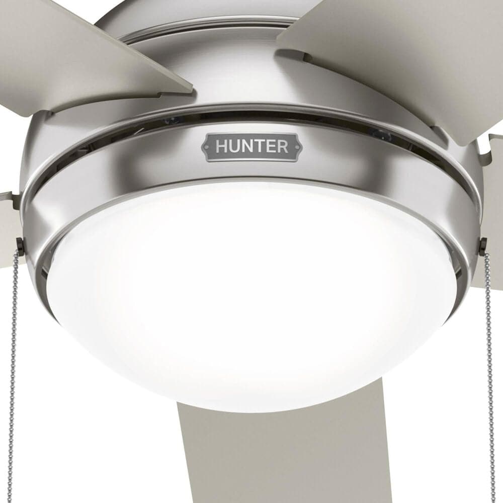 Hunter Aren Low Profile 44&quot; Ceiling Fan with LED Lights in Brushed Nickel, , large
