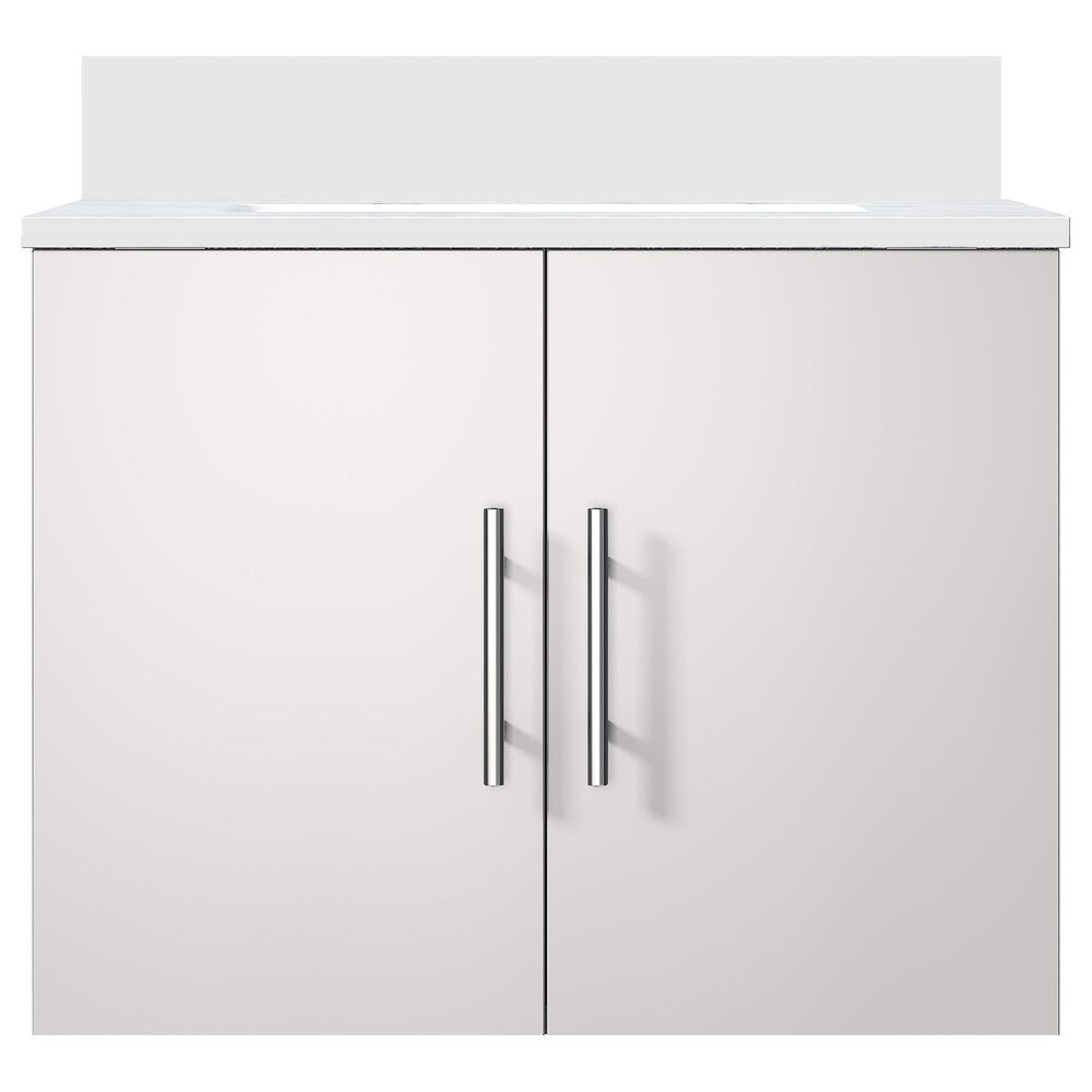 Lexora Home Geneva 24&quot; Single Bathroom Vanity in Glossy White with 2 cm White Cultured Marble Top and Rectangular Sink, , large