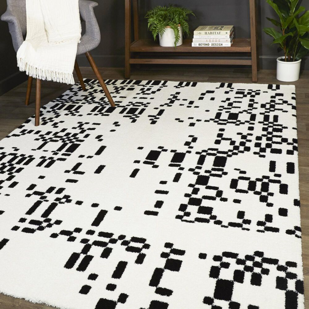 Balta Rugs Glitch 5&#39;3&quot; x 7&#39; White Area Rug, , large