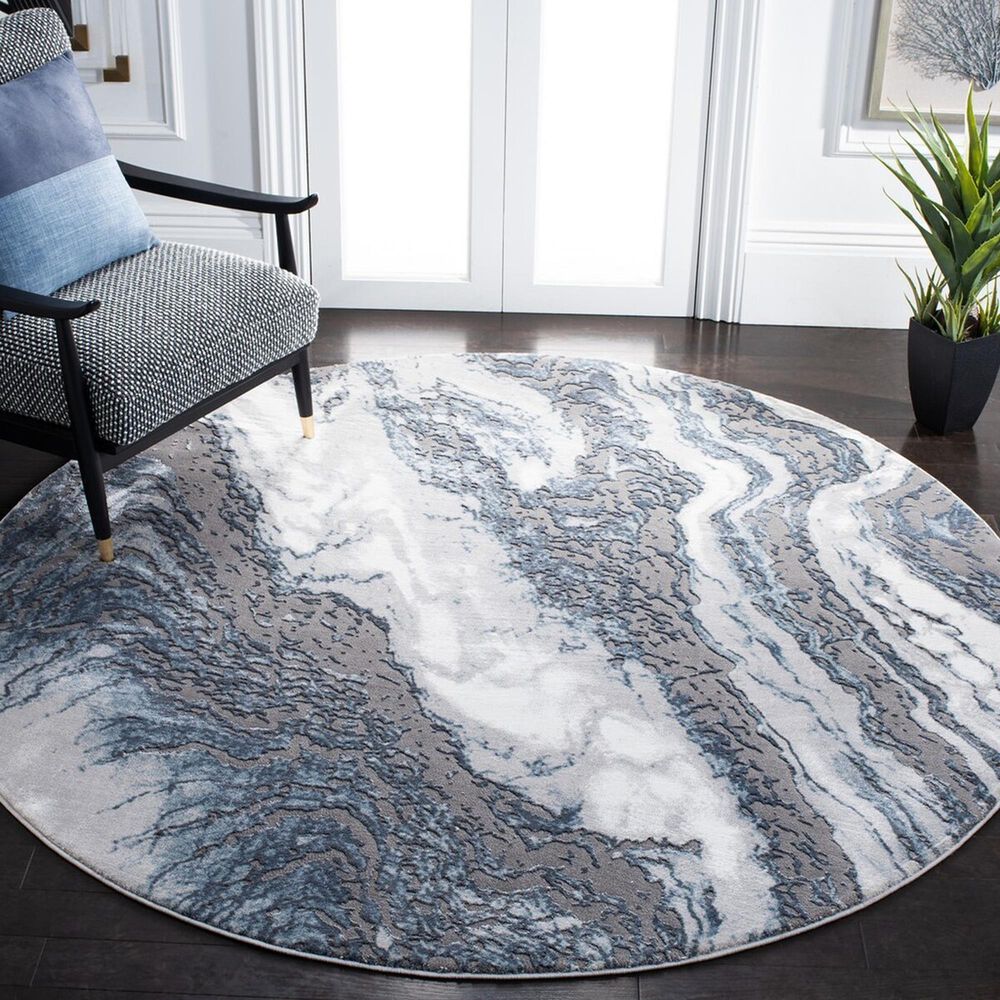 Safavieh Craft CFT844M 6&#39;7&quot; Round Blue and Grey Area Rug, , large