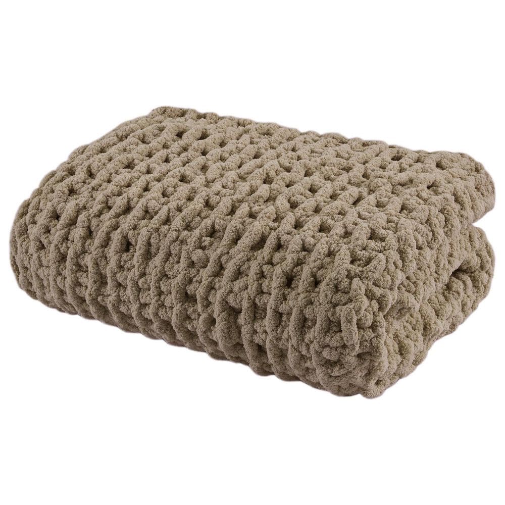 Hampton Park Chenille Chunky Knit 50" x 60" Throw in Brown, , large