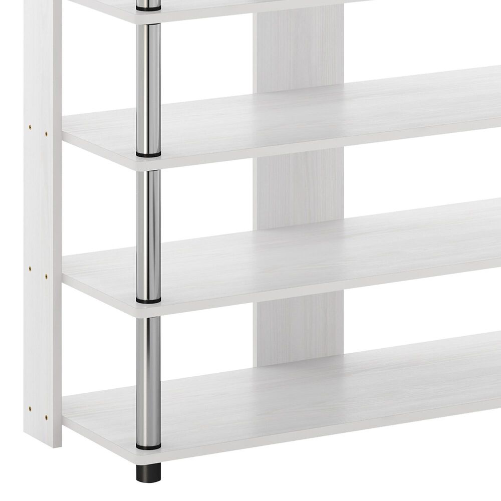 HOMLUX 5-Tier Shoe Rack in White Oak and Stainless Steel, , large