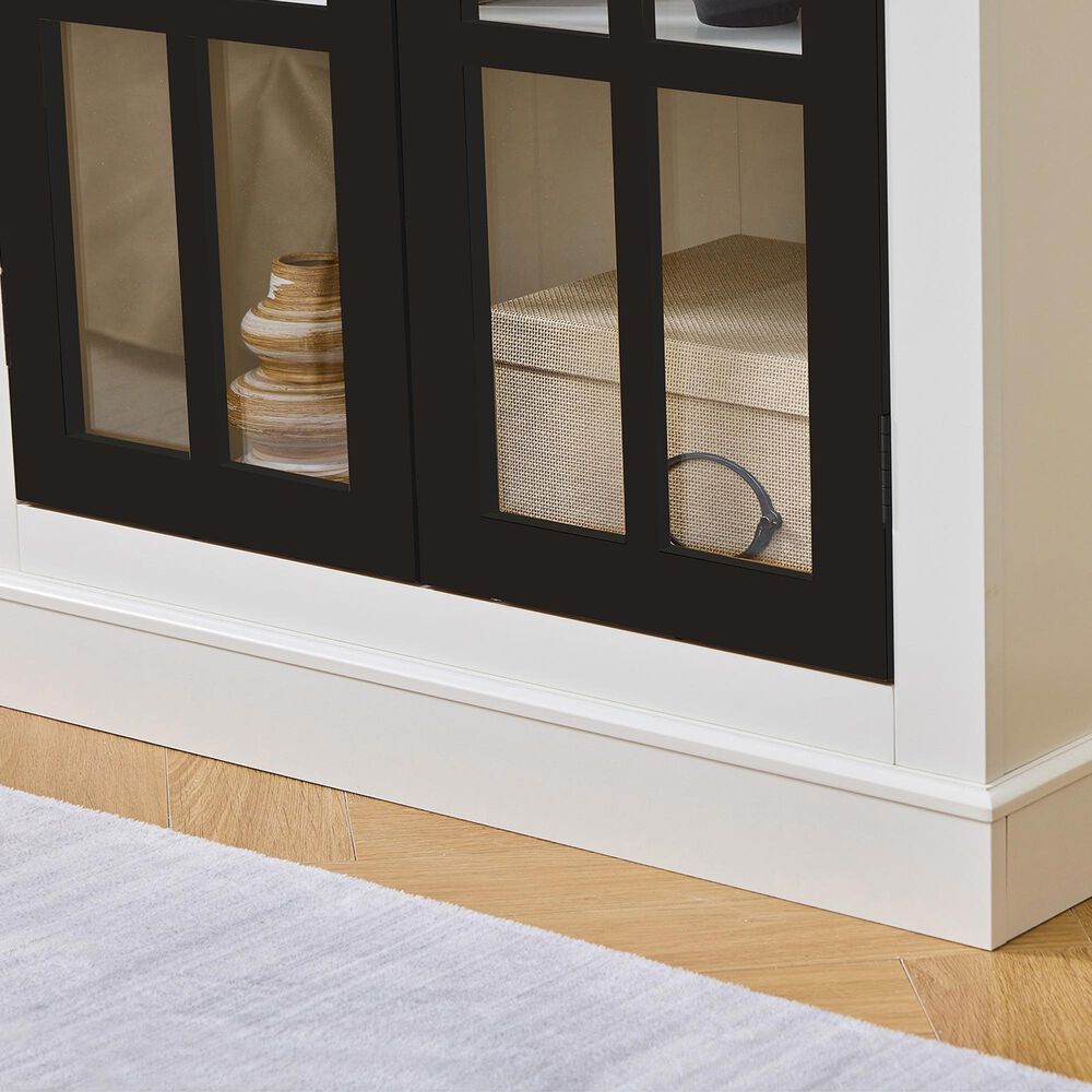 Hearth and Haven 71.2'' Freestanding Glass Door Pantry with Adjustable Shelves in White and Black, , large