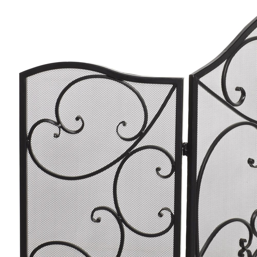 Maple and Jade 49&quot; x 36&quot; Fireplace Screen in Black, , large