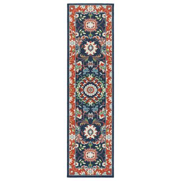Kaleen Rugs Sunice 2"2" x 8" Tangerine, Navy, Ivory, Lime Green and Light Blue Runner, , large