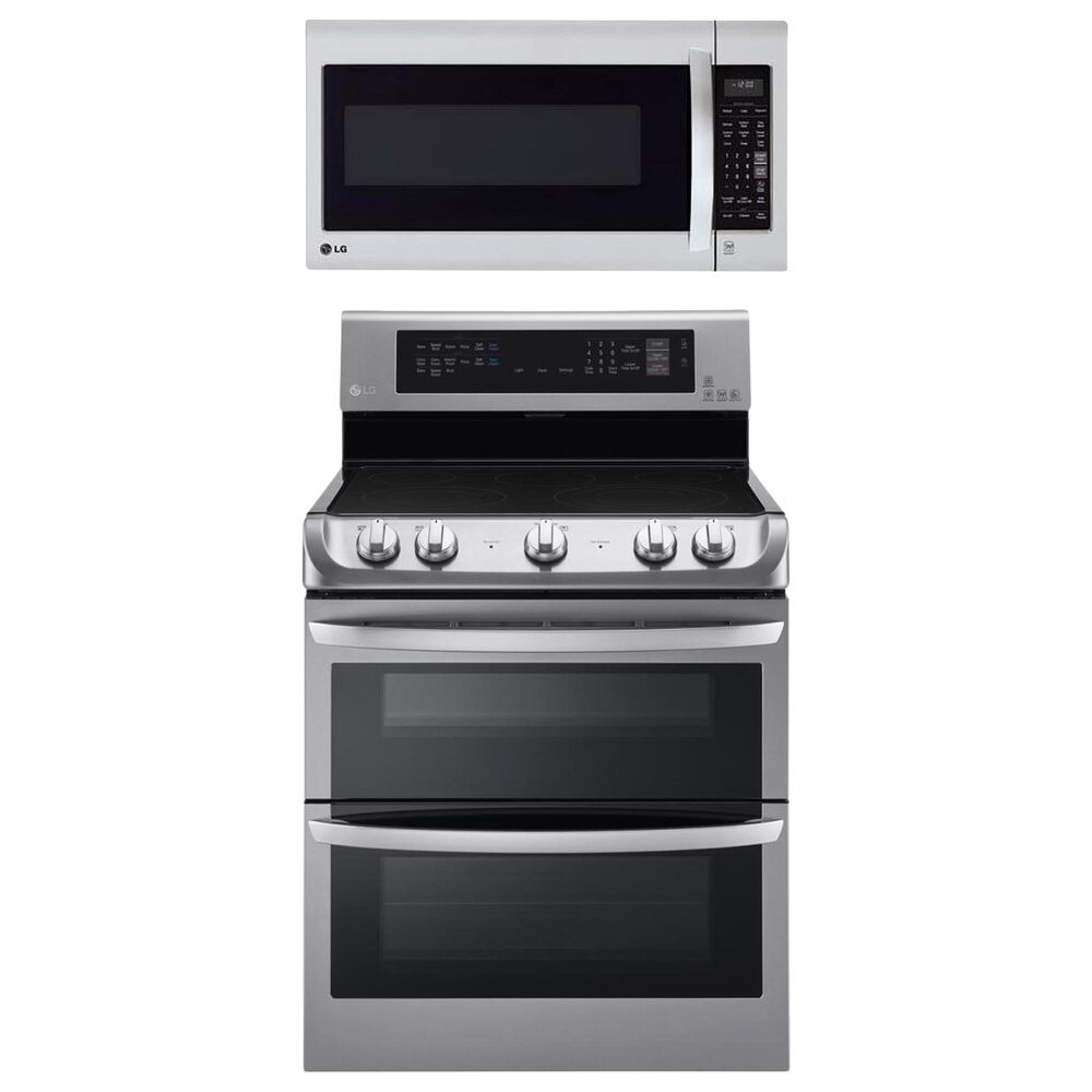 LG 2-Piece Kitchen Package with 7.3 Cu. Ft. Electric Range and 2.2 Cu. Ft. Microwave in Stainless Steel, , large